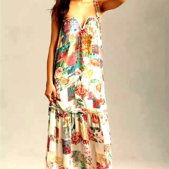 Anthropologie Patchwork Floral Midi Dress - Picture 1 of 8